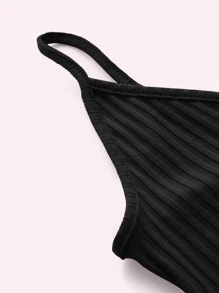 EURMUSE Top de tirantes crop unicolor - Negro - Ver 4