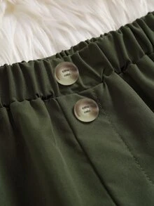 Girls Flap Pocket Side Shorts - Army Green - View 3