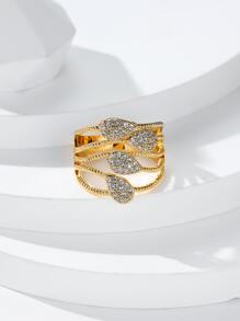 Vanel 1pc Ladies' Jewelry Cocktail & Party & Date Ring With Yellow Drop-shaped Stone & Four-line Design & Cubic Zirconia Stones