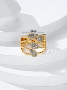 Vanel 1pc Ladies' Jewelry Cocktail & Party & Date Ring With Yellow Drop-shaped Stone & Four-line Design & Cubic Zirconia Stones