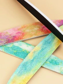 3入組大理石圖案金屬亮絲指甲銼 - 彩色 - 查看 3