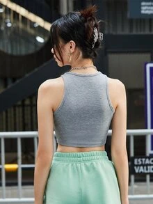 SHEIN EZwear Mẫu xe tăng hoa văn - Màu Xám nhạt - Xem 2