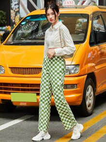 SHEIN BAE Solid Crop Shirt,Long Sleeve Tops - White - View 3