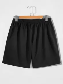 Manfinity Men Letter & Building Print Tee And Shorts Set - Black and White - View 7