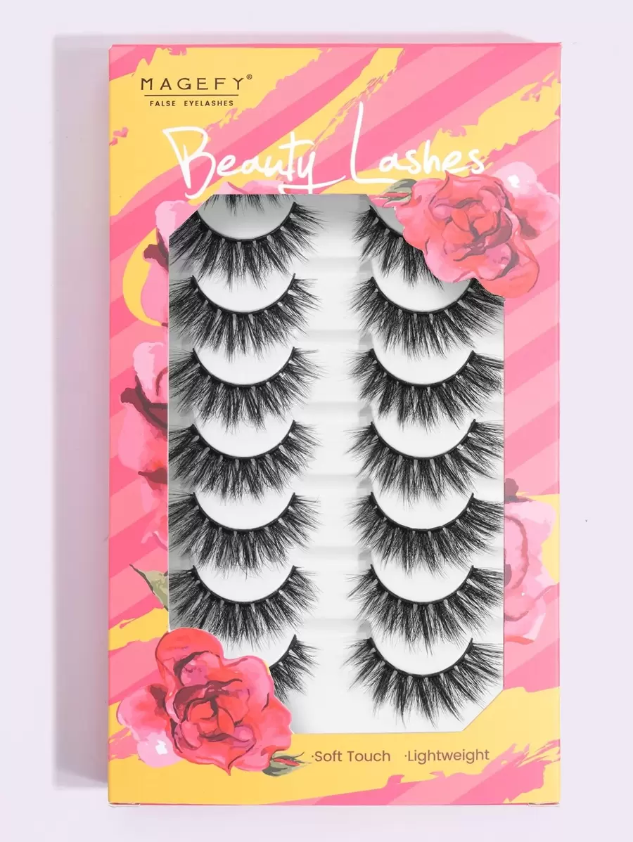 MAANGE 8 cặp mi giả tự nhiên, mềm mại, thích hợp sử dụng hàng ngày, kiểu hoạt hình, vật dụng cần thiết khi đi du lịch. - màu đen - Xem 1