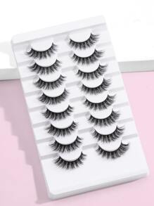 MAGEFY 8 Pairs Of Natural Full False Eyelashes,Thick Curling Fluffy Eyelashes For Party Use Manga Eyelashes, Travel Essentials Strip Lashes,Lashes,Eyelashes,Fake Lashes - Black - View 2