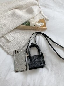 2023 New Korean Style Bag, And Unique Fashionable Casual Shoulder Crossbody Bag With Chic Texture - Black - View 6