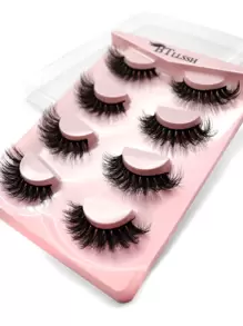 4pairs Full Strip Cat Eye False Eyelashes Strip Lashes,Lashes,Eyelashes,Fake Lashes - Black - View 2