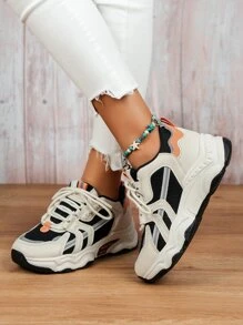 Colorblock Lace-up Front Chunky Sneakers - Multicolor - View 5