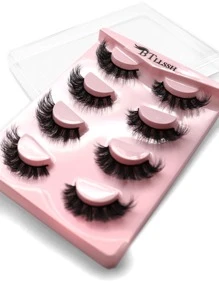4 Pairs Of Densely Curled And Fluffy False Eyelashes With Extended Eye Corners