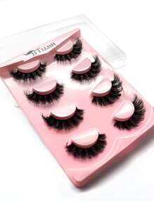 4 Pairs Of Densely Curled And Fluffy False Eyelashes With Extended Eye Corners