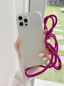 Minimalist Adjustable Shoulder Strap Compatible With IPhone 17/17 Air/17 Pro/17 Pro Max/16/16 Pro/16 Pro Max/16E, Women's Anti-Drop Soft Protective Phone Case - Clear - View 1