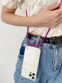 Minimalist Adjustable Shoulder Strap Compatible With IPhone 17/17 Air/17 Pro/17 Pro Max/16/16 Pro/16 Pro Max/16E, Women's Anti-Drop Soft Protective Phone Case - Clear - View 2
