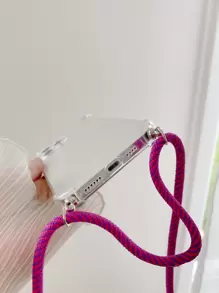 Minimalist Adjustable Shoulder Strap Compatible With IPhone 17/17 Air/17 Pro/17 Pro Max/16/16 Pro/16 Pro Max/16E, Women's Anti-Drop Soft Protective Phone Case - Clear - View 5