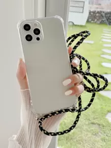 简约可调节肩带适用于 17/17 Air/17 Pro/17 Pro Max/16/16 Pro/16 Pro Max/16E，女式防摔软保护手机壳 - 無色 - 查看 1