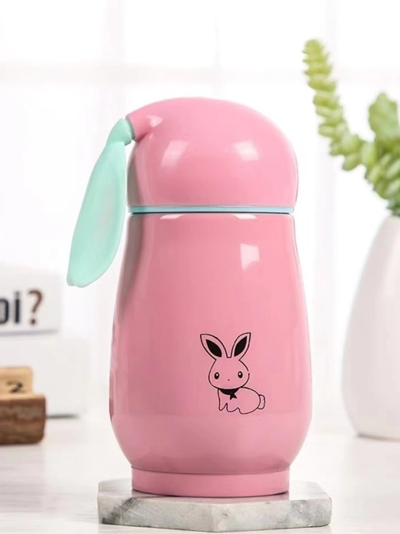1个兔子图案不锈钢保温杯 返校季 - 粉色 - 查看 1