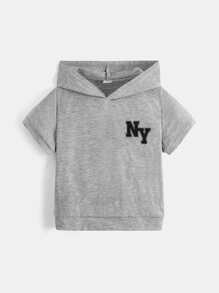 SHEIN 青年男孩字母圖形連帽領運動衫和短褲 - 淺灰色 - 查看 4