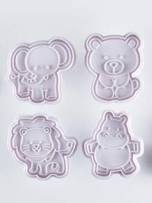 4入組動物造型餅乾郵票 - 白色 - 查看 4