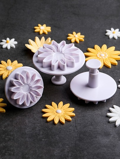 3pcs Flower Design Cookie Stamp