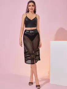 NM3 透視網紗半身裙不帶內褲 - 黑色 - 查看 3