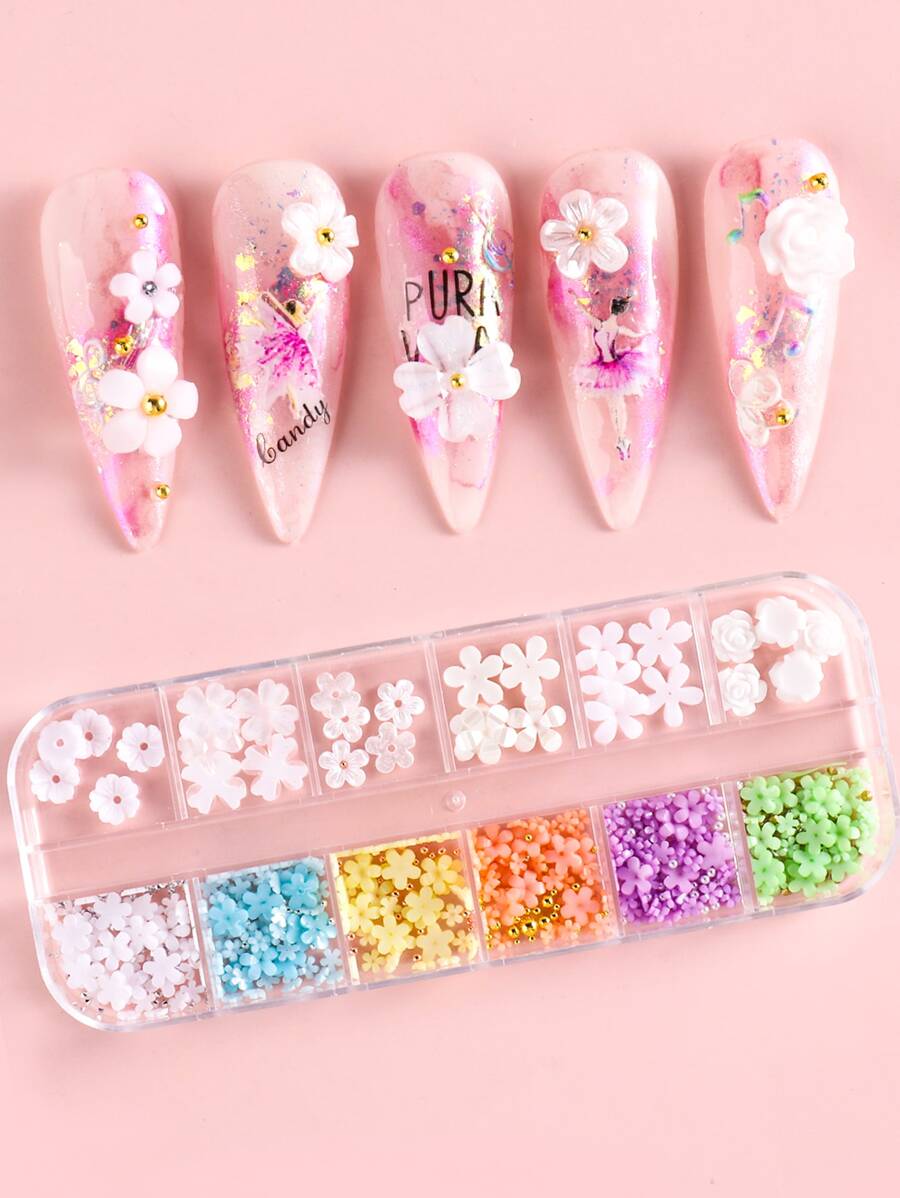 FULL BEAUTY 1盒3D花朵設計美甲飾品 - 彩色 - 查看 1