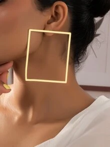 Square Stud Earrings - Yellow Gold - View 1