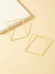 Square Stud Earrings - Yellow Gold - View 3