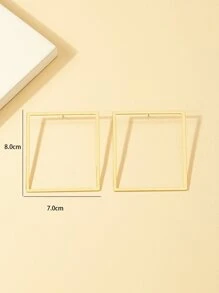 Square Stud Earrings - Yellow Gold - View 4