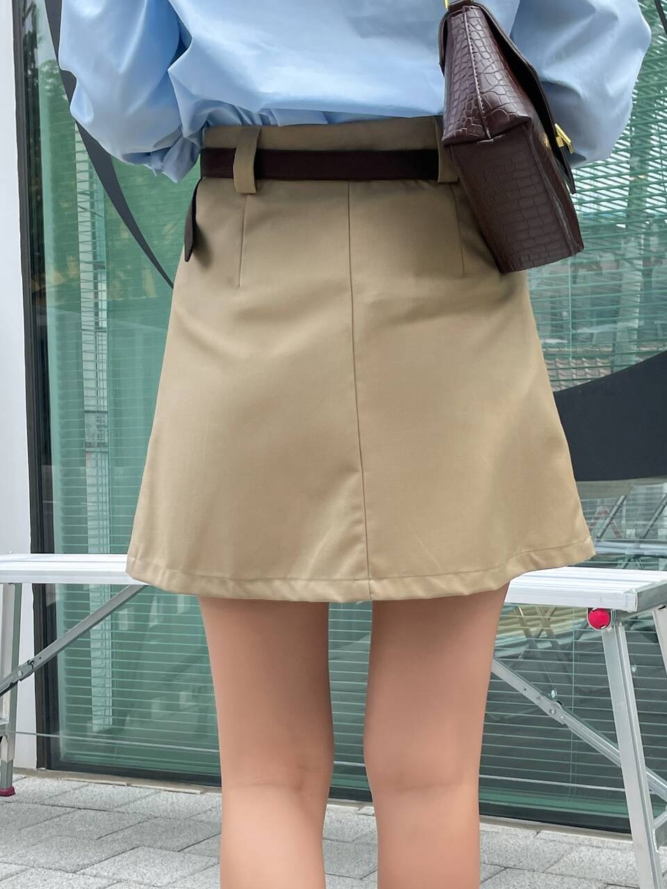 Solid Pleated Skirt Without Belt Fall
