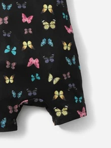 SHEIN Baby Girl Butterfly Print Cami Romper - Black - View 3