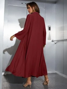 Mulvari Shirred Cami Dress & Open Front Coat Abayas - Red - View 2