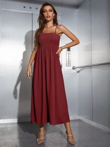 Mulvari Shirred Cami Dress & Open Front Coat Abayas - Red - View 7