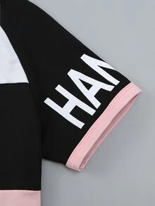 Toddler Girls Letter Graphic Colorblock Tee & Sweatpants
