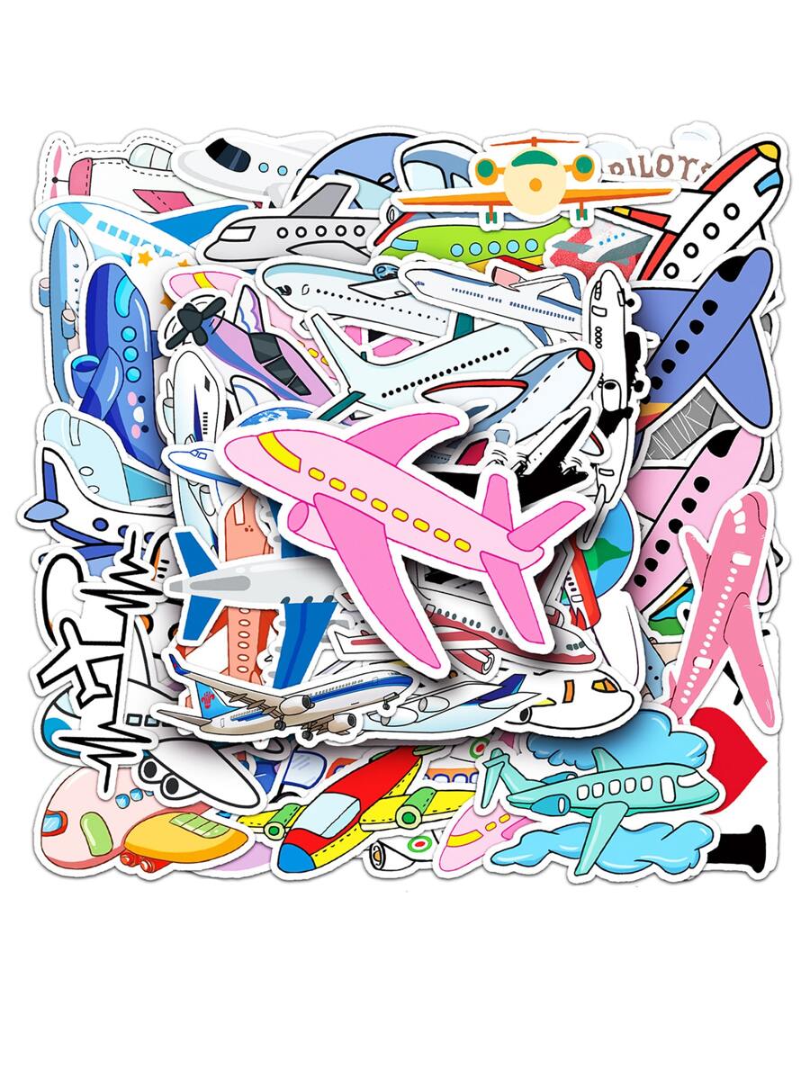 50pcs Cartoon Airplane Pattern Sticker - Multicolor - View 1