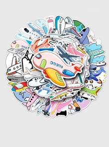 50pcs Cartoon Airplane Pattern Sticker - Multicolor - View 2