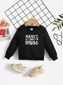 SHEIN Baby Boy Letter Graphic Sweatshirt - Black - View 1