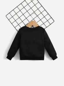 SHEIN Baby Boy Letter Graphic Sweatshirt - Black - View 2
