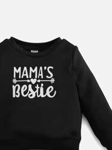 SHEIN Baby Boy Letter Graphic Sweatshirt - Black - View 3