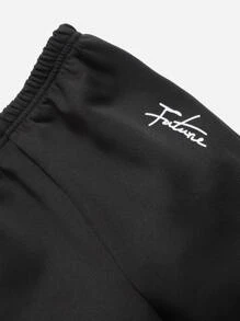 SHEIN Baby Boy Letter Graphic Colourblock Hooded Sweatshirt & Joggers - Multicolor - View 4