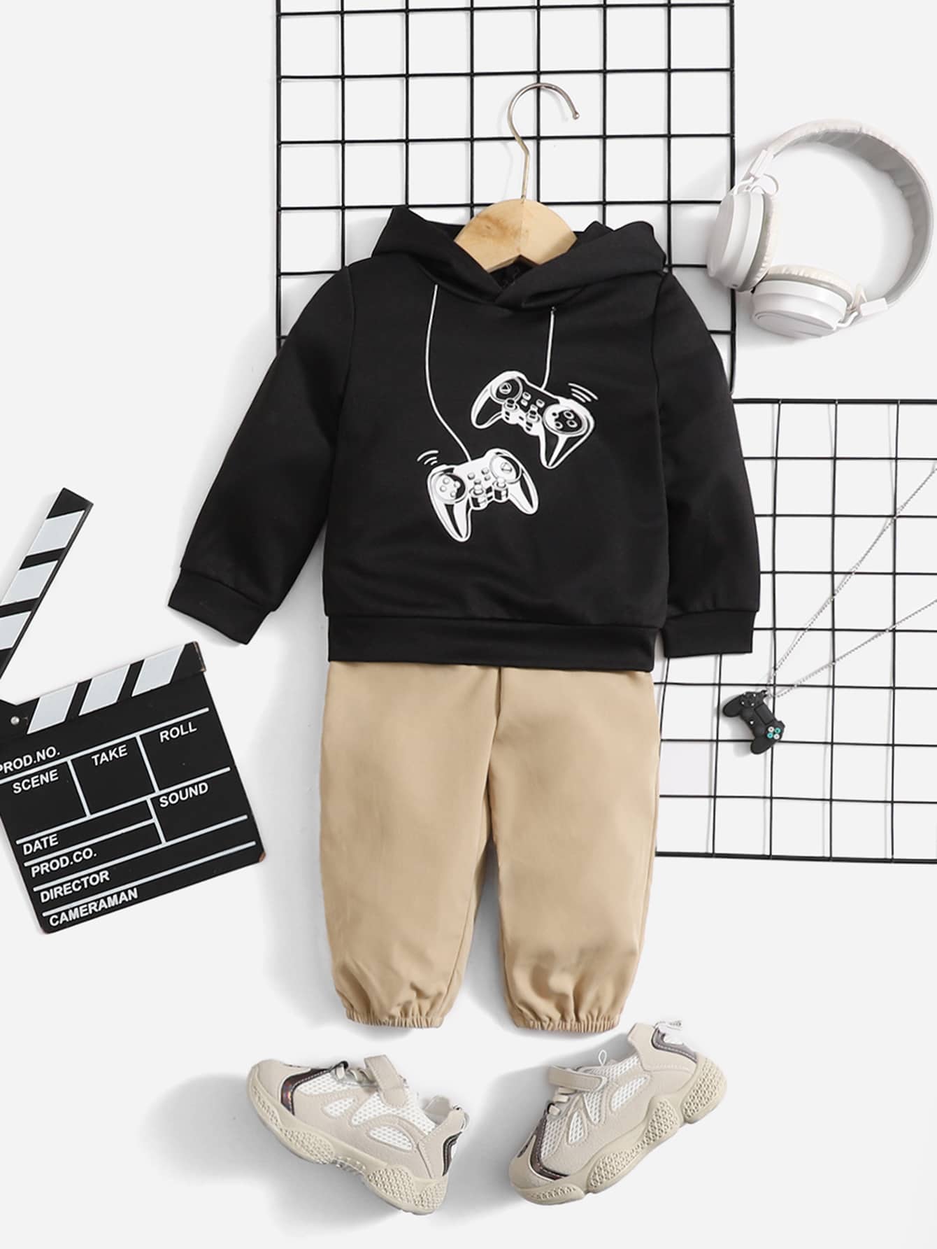 SHEIN Đứa bé trai In Gamepad Áo Hoodie & Quần - Nhiều màu - Xem 1