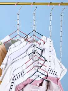 1 pieza Perchero de almacenamiento de ropa de acero inoxidable, cadena de almacenamiento de suspensión de 10 orificios de 18,3 pulgadas, para el hogar - Plateado - Ver 1