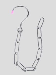 1 pieza Perchero de almacenamiento de ropa de acero inoxidable, cadena de almacenamiento de suspensión de 10 orificios de 18,3 pulgadas, para el hogar - Plateado - Ver 3