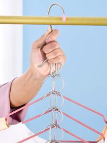 1 pieza Perchero de almacenamiento de ropa de acero inoxidable, cadena de almacenamiento de suspensión de 10 orificios de 18,3 pulgadas, para el hogar - Plateado - Ver 5