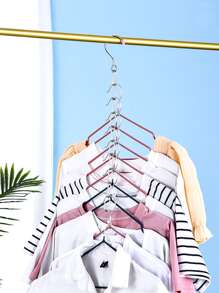 1 pieza Perchero de almacenamiento de ropa de acero inoxidable, cadena de almacenamiento de suspensión de 10 orificios de 18,3 pulgadas, para el hogar - Plateado - Ver 6