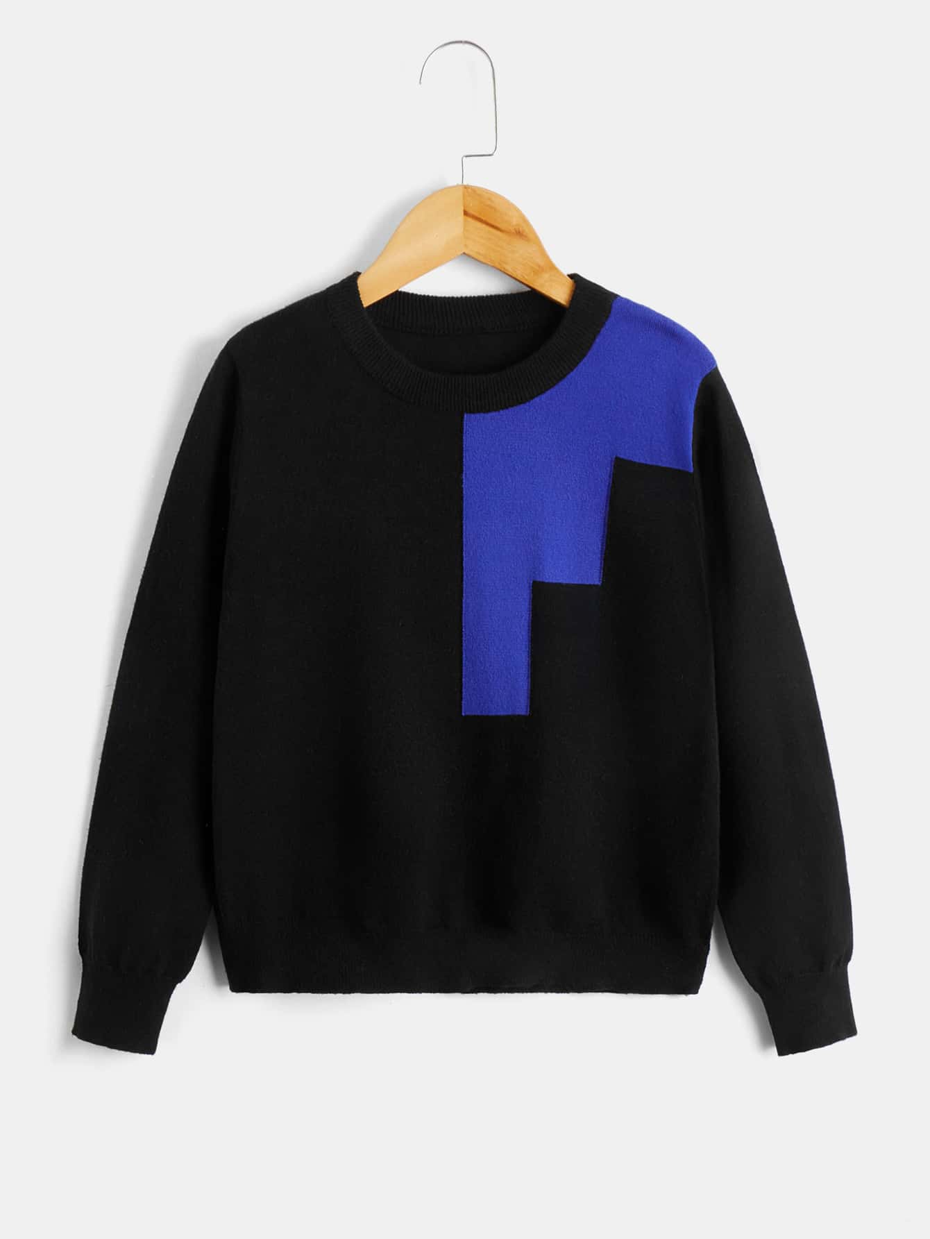 Niños Jersey panel en contraste - Negro - Ver 1