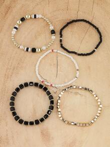 Set de 5 pulseras de recuerdo de viaje con cuentas multicolor de estilo bohemio - Multicolor - Ver 2