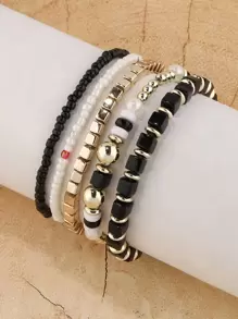 Set de 5 pulseras de recuerdo de viaje con cuentas multicolor de estilo bohemio - Multicolor - Ver 3