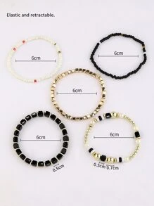 Set de 5 pulseras de recuerdo de viaje con cuentas multicolor de estilo bohemio - Multicolor - Ver 4