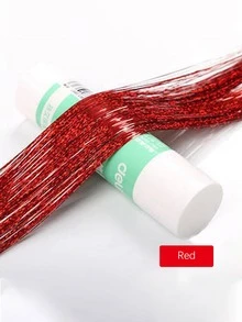 Red Hair Tinsel Heat Resistant Fairy Hair Sparkling Shiny Glitter Tinsel Hair Extensions For Women Girls Kids - Red - View 3