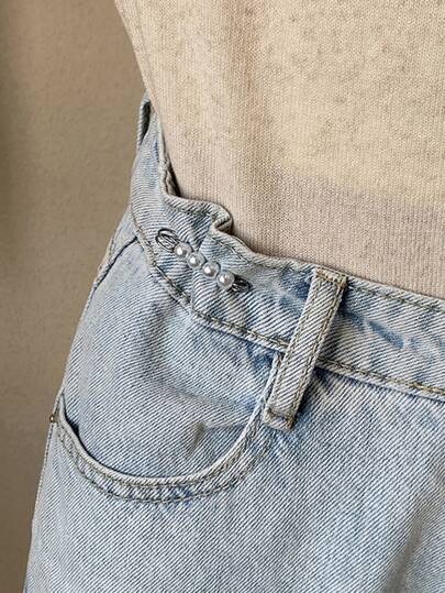 3pcs Pearl Decor Waist Extension Buckle